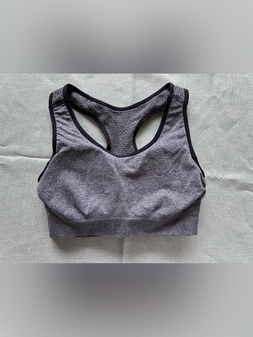 Old Navy Gray Racerback Sports Bra with Black Trim